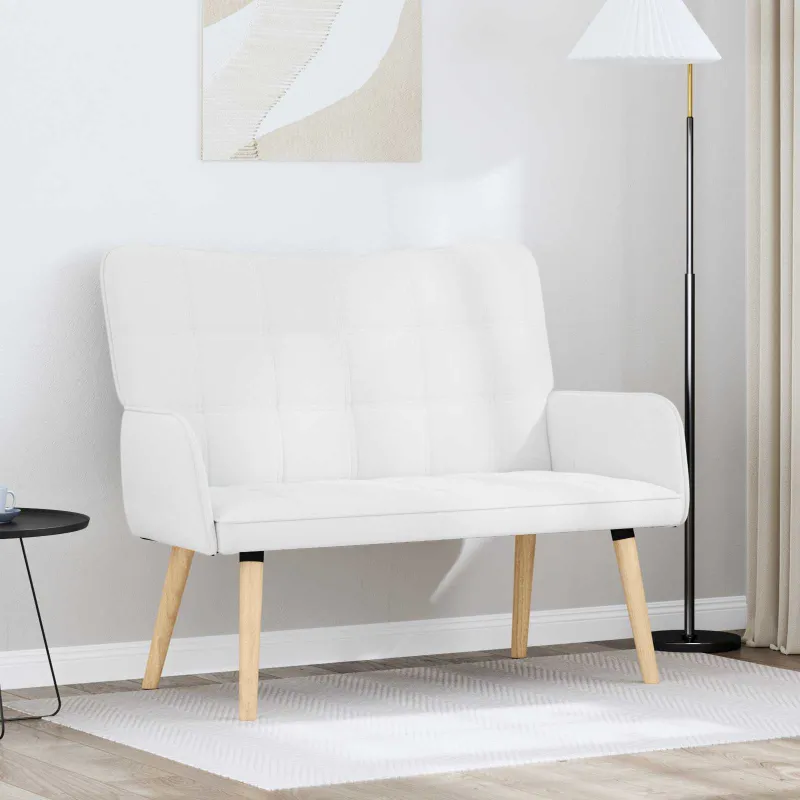 Dvitaškė sofa Balta 115 x 61 x 87 cm Audinys