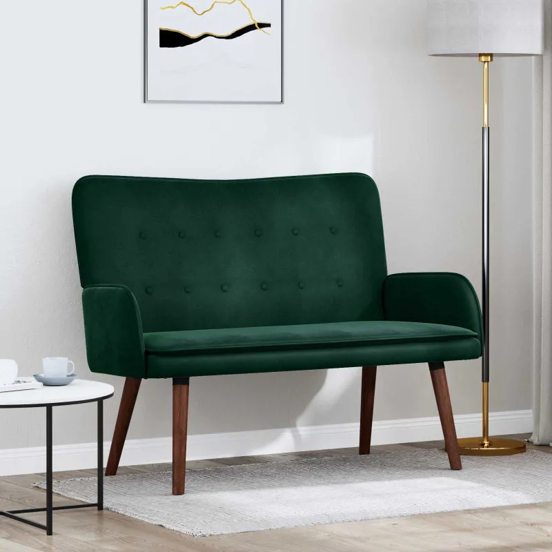 Dvitaškė sofa Tamsiai žalia 115 x 61 x 87 cm Aksomas