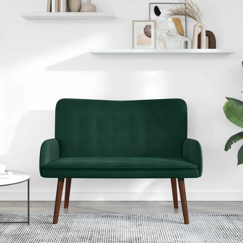 Dvitaškė sofa Tamsiai žalia 115 x 61 x 87 cm Aksomas
