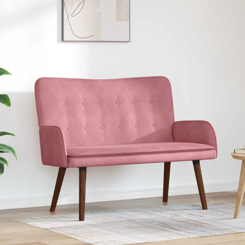 Dvitaškė sofa Rožinė 115 x 61 x 87 cm Aksomas