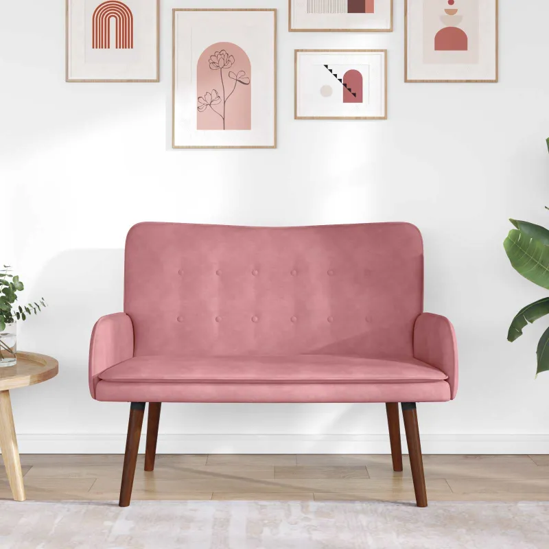 Dvitaškė sofa Rožinė 115 x 61 x 87 cm Aksomas