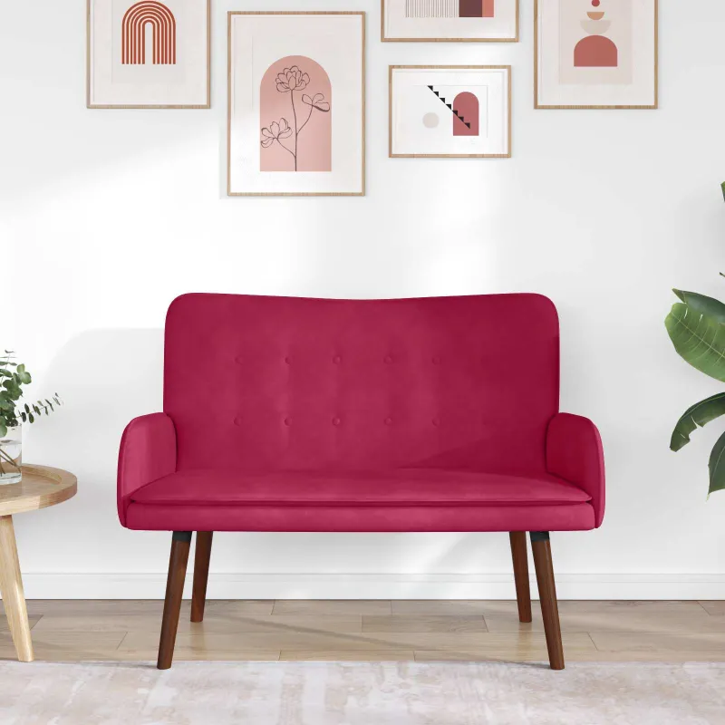Dvitaškė sofa Vyno raudona 115 x 61 x 87 cm Aksomas
