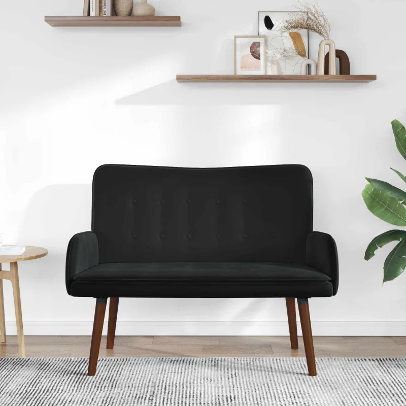 Dvitaškė sofa Juoda 115 x 61 x 87 cm Aksomas