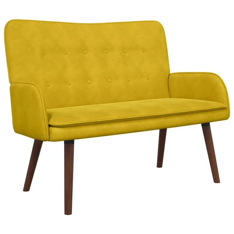 Dvitaškė sofa Geltona 115 x 61 x 87 cm Aksomas
