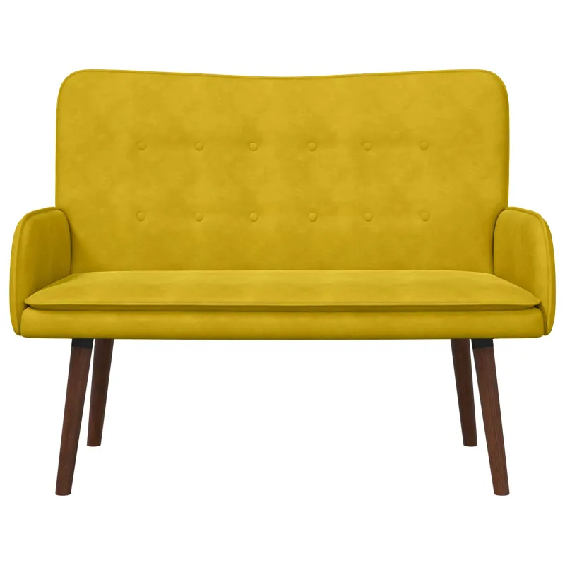 Dvitaškė sofa Geltona 115 x 61 x 87 cm Aksomas