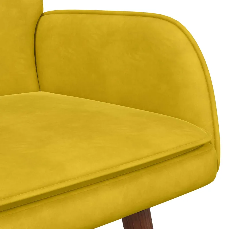 Dvitaškė sofa Geltona 115 x 61 x 87 cm Aksomas