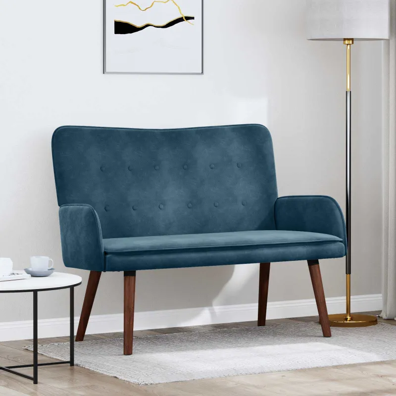 Dvitaškė sofa Mėlyna 115 x 61 x 87 cm Aksomas