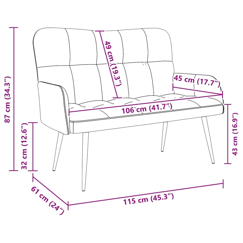 Dvitaškė sofa Rožinė 115 x 61 x 87 cm Audinys