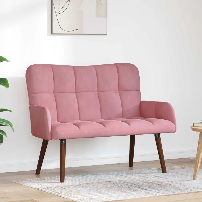 Dvitaškė sofa Rožinė 115 x 61 x 87 cm Aksomas