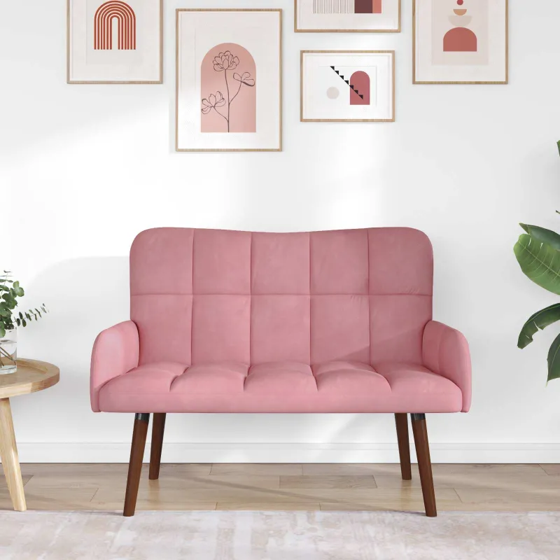 Dvitaškė sofa Rožinė 115 x 61 x 87 cm Aksomas