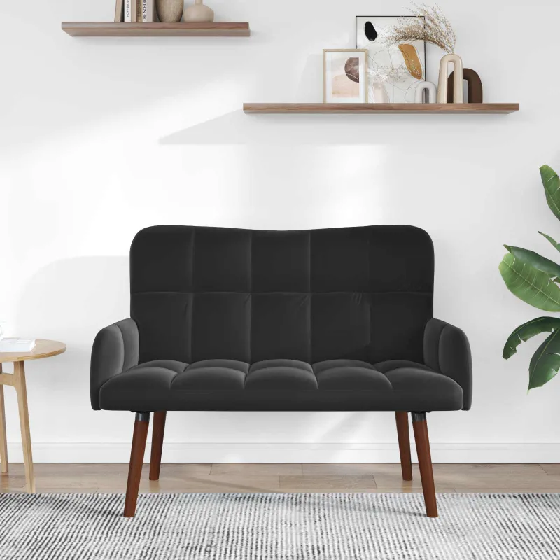 Dvitaškė sofa Juoda 115 x 61 x 87 cm Aksomas