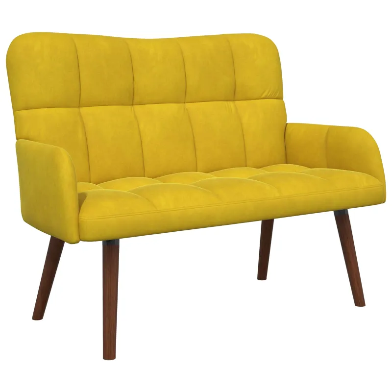 Dvitaškė sofa Geltona 115 x 61 x 87 cm Aksomas