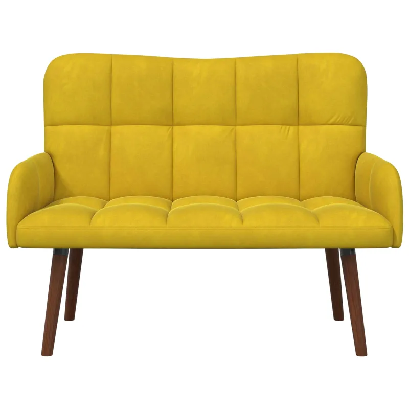 Dvitaškė sofa Geltona 115 x 61 x 87 cm Aksomas