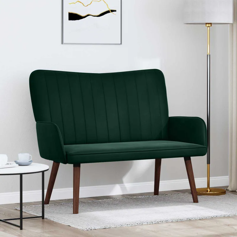 Dvitaškė sofa Tamsiai žalia 115 x 61 x 87 cm Aksomas