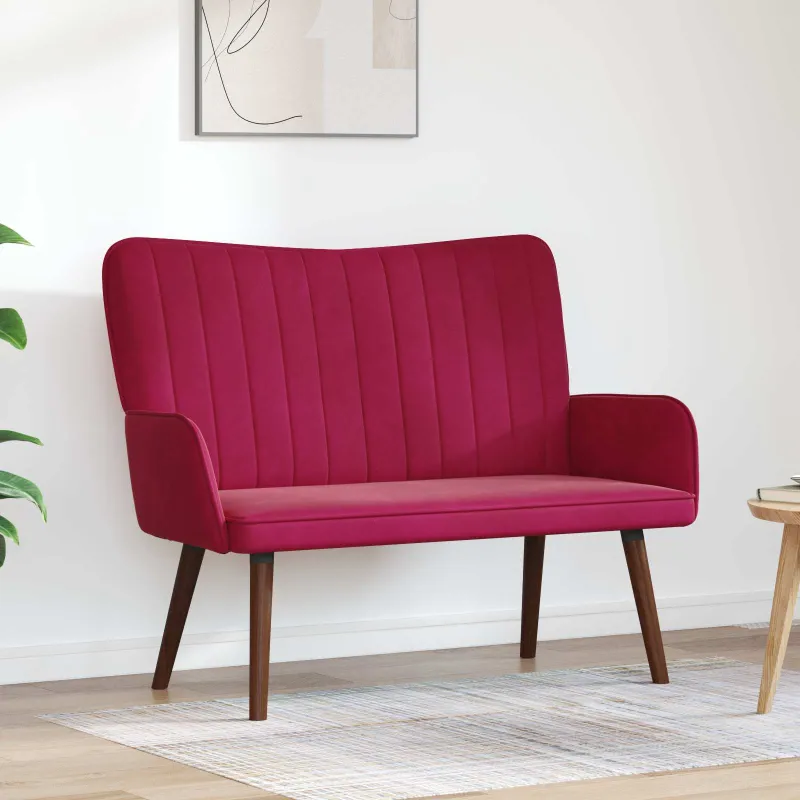 Dvitaškė sofa Vyno raudona 115 x 61 x 87 cm Aksomas