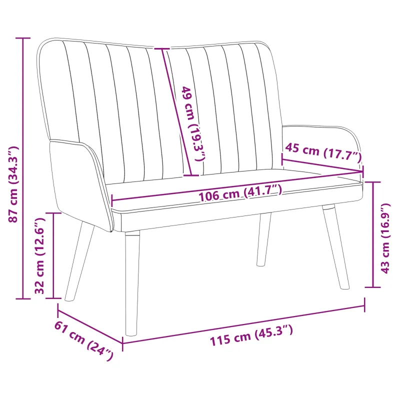 Dvitaškė sofa Vyno raudona 115 x 61 x 87 cm Aksomas