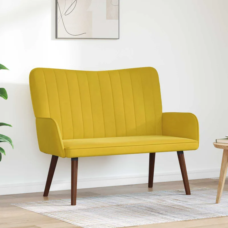 Dvitaškė sofa Geltona 115 x 61 x 87 cm Aksomas