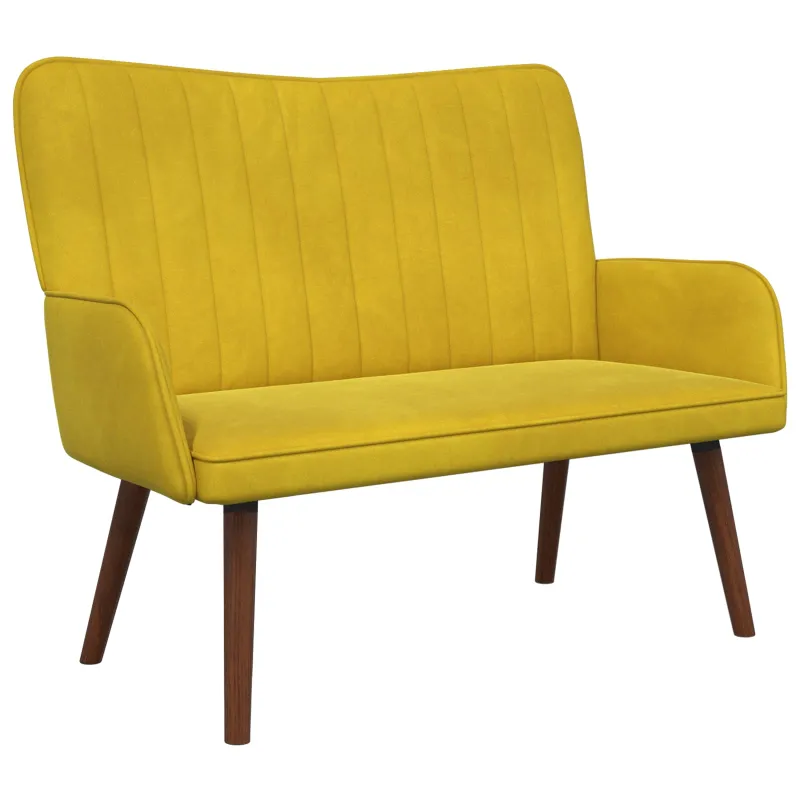 Dvitaškė sofa Geltona 115 x 61 x 87 cm Aksomas
