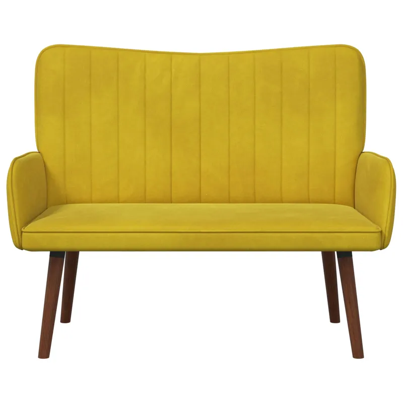 Dvitaškė sofa Geltona 115 x 61 x 87 cm Aksomas