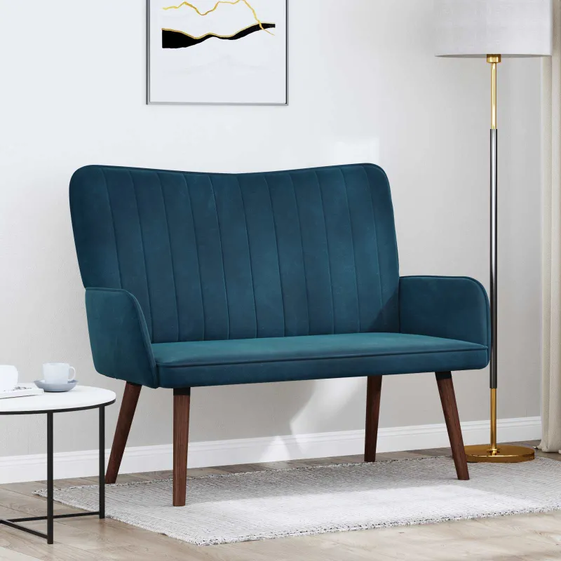 Dvitaškė sofa Mėlyna 115 x 61 x 87 cm Aksomas