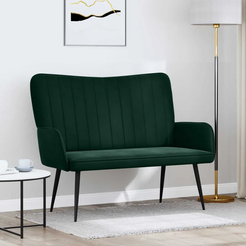Dvitaškė sofa Tamsiai žalia 115 x 61 x 87 cm Aksomas