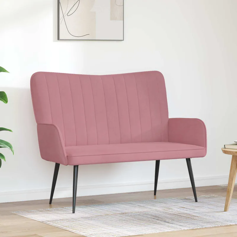 Dvitaškė sofa Rožinė 115 x 61 x 87 cm Aksomas