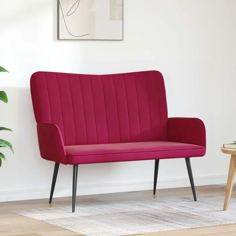 Dvitaškė sofa Vyno raudona 115 x 61 x 87 cm Aksomas