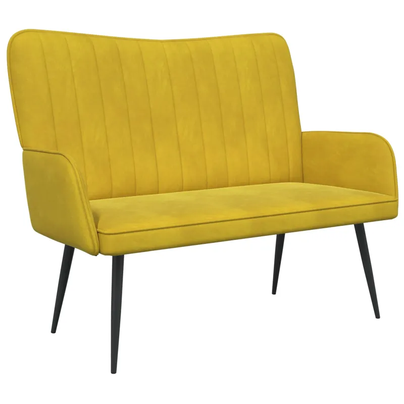 Dvitaškė sofa Geltona 115 x 61 x 87 cm Aksomas