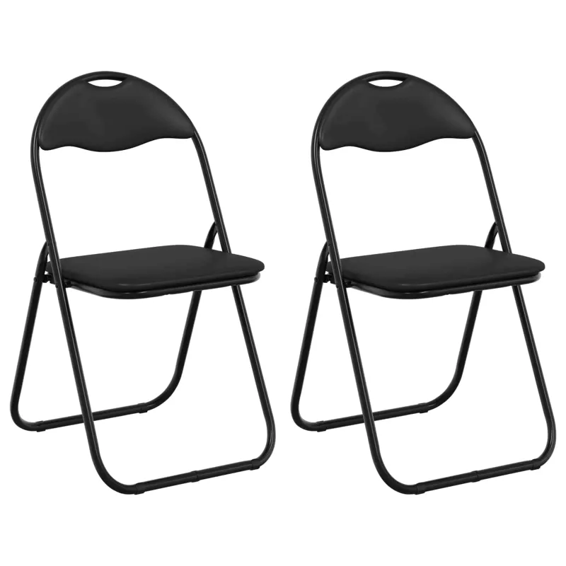 Sulankstoma kėdė 2 pcs Juodas 48 x 43,5 x 81 cm Dirbtinė oda