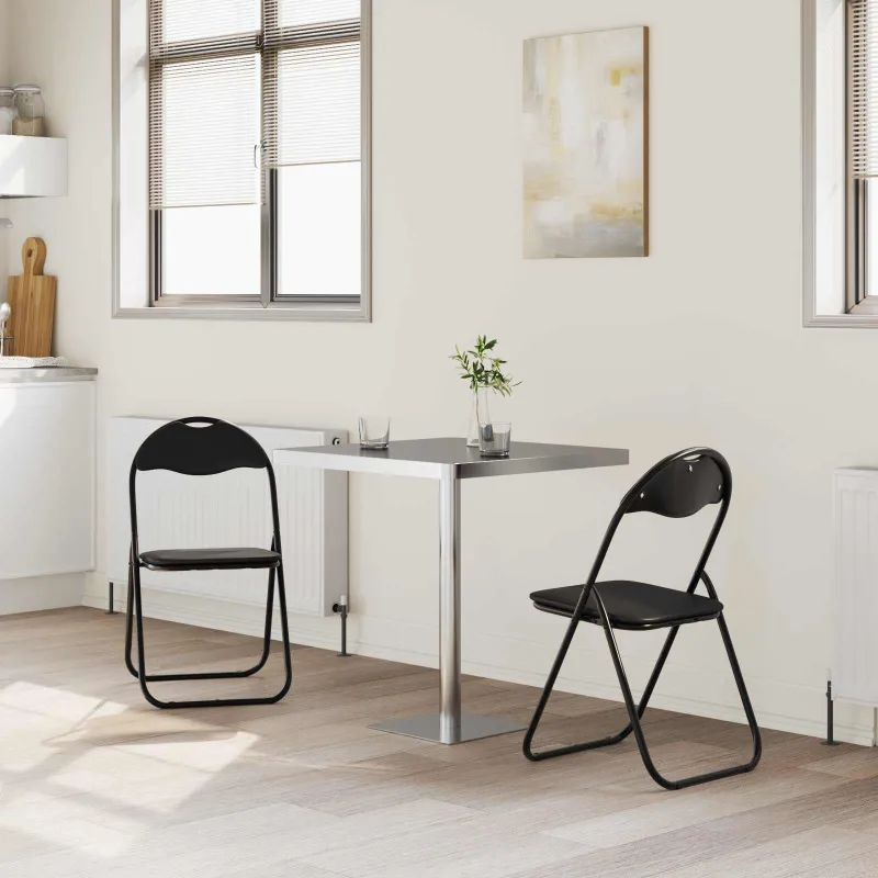 Sulankstoma kėdė 2 pcs Juodas 48 x 43,5 x 81 cm Dirbtinė oda