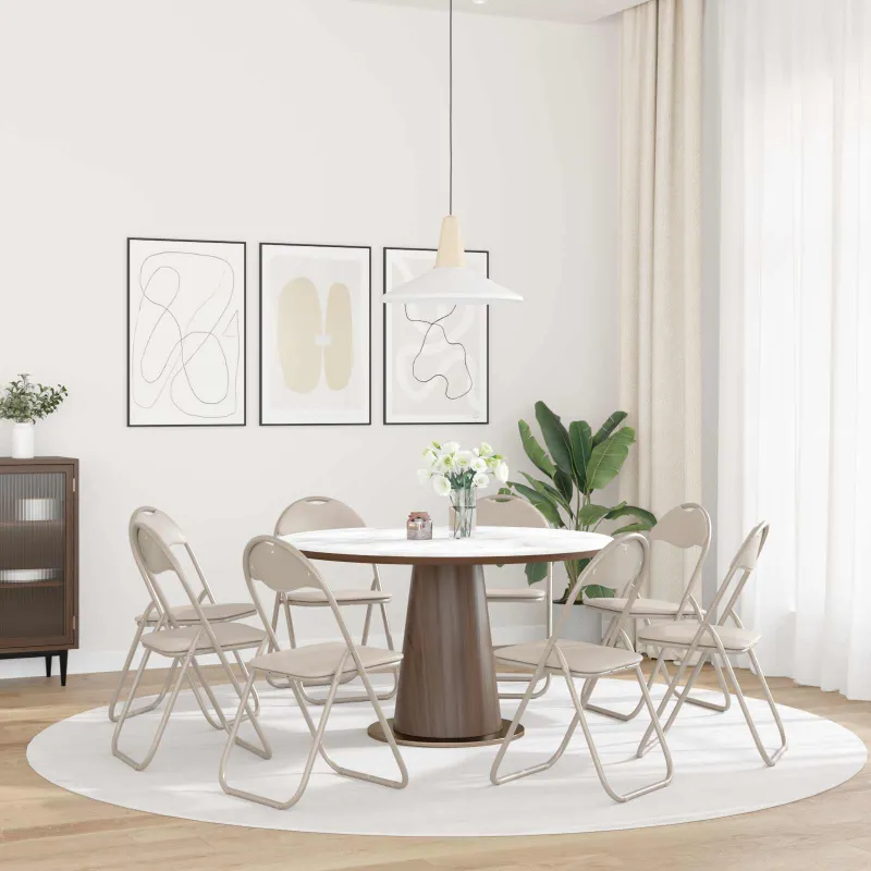 Sulankstoma kėdė 8 pcs Smėlio 48 x 43,5 x 81 cm Dirbtinė oda