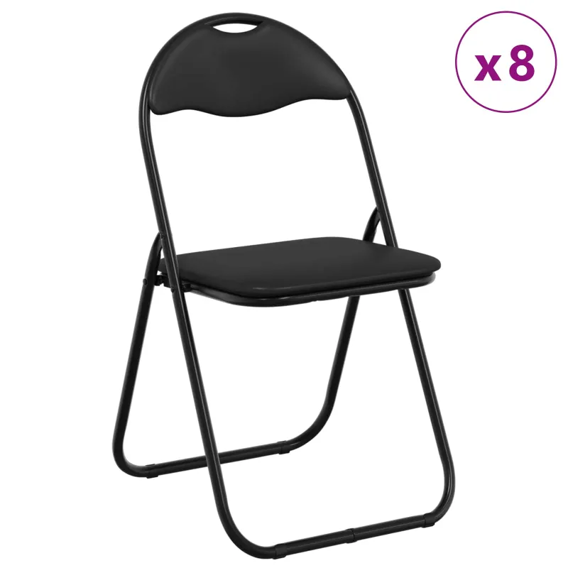 Sulankstoma kėdė 8 pcs Juodas 48 x 43,5 x 81 cm Dirbtinė oda