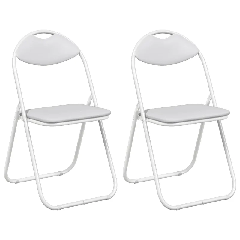 Sulankstoma kėdė 2 pcs Baltas 48 x 43,5 x 81 cm Dirbtinė oda