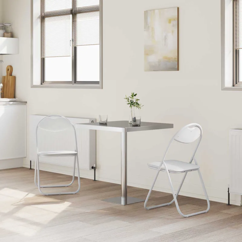 Sulankstoma kėdė 2 pcs Baltas 48 x 43,5 x 81 cm Dirbtinė oda