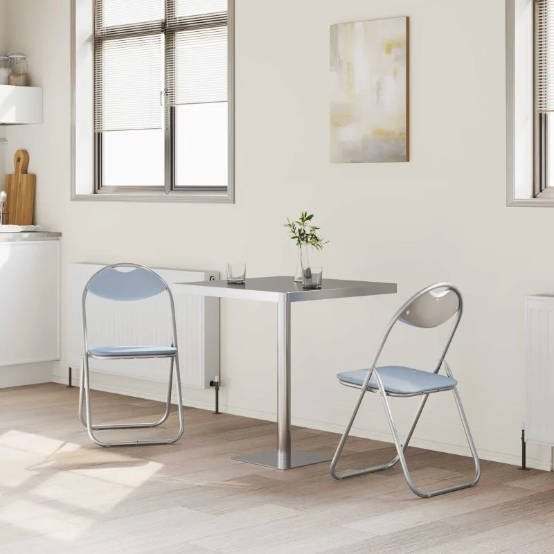 Sulankstoma kėdė 2 pcs Pilka 48 x 43,5 x 81 cm Dirbtinė oda
