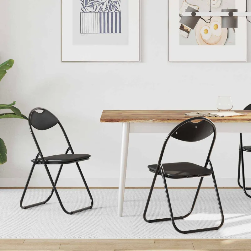 Sulankstoma kėdė 2 pcs Juodas 48 x 43,5 x 81 cm Dirbtinė oda