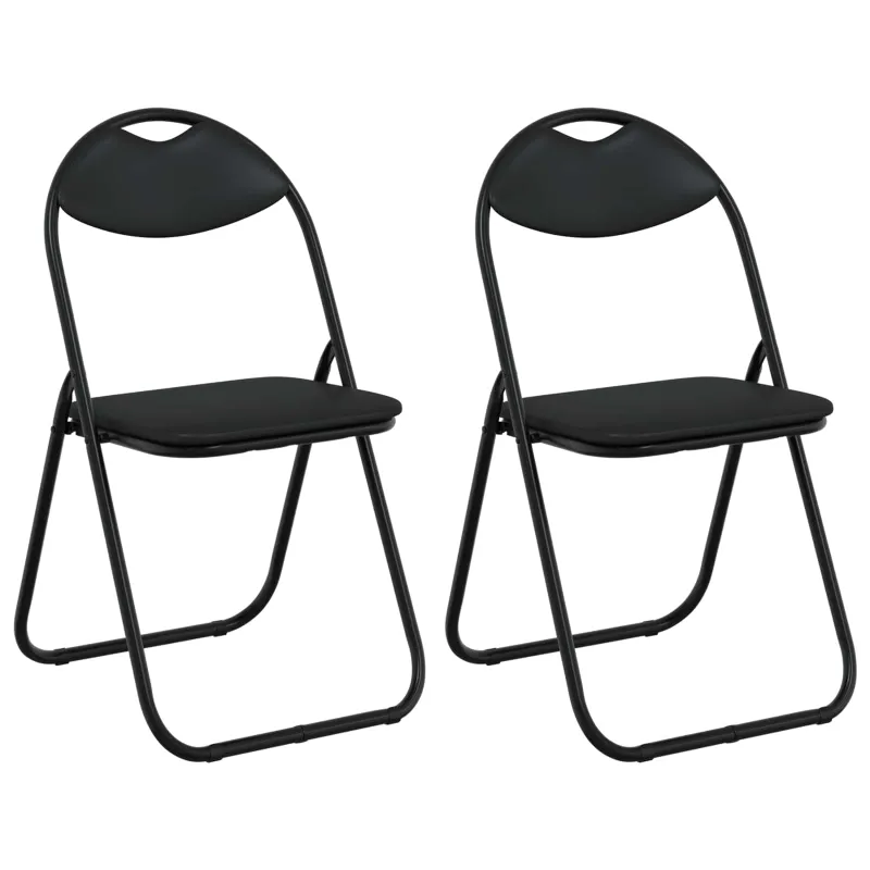 Sulankstoma kėdė 2 pcs Juodas 48 x 43,5 x 81 cm Dirbtinė oda