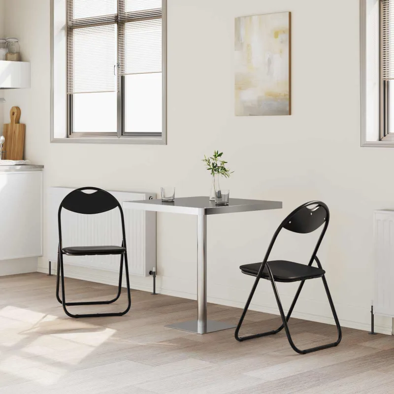 Sulankstoma kėdė 2 pcs Juodas 48 x 43,5 x 81 cm Dirbtinė oda