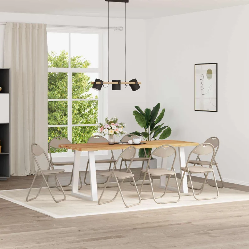 Sulankstoma kėdė 8 pcs Smėlio 48 x 43,5 x 81 cm Dirbtinė oda