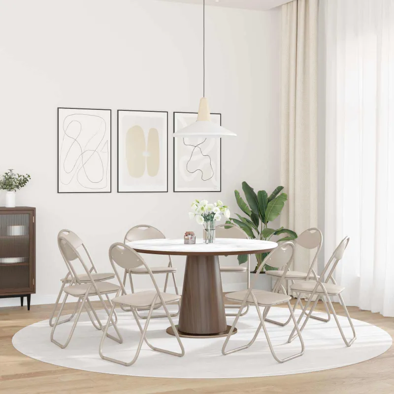 Sulankstoma kėdė 8 pcs Smėlio 48 x 43,5 x 81 cm Dirbtinė oda