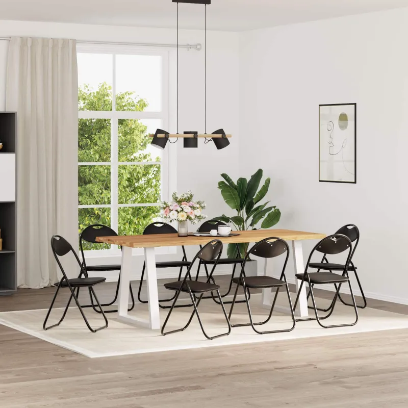 Sulankstoma kėdė 8 pcs Juodas 48 x 43,5 x 81 cm Dirbtinė oda