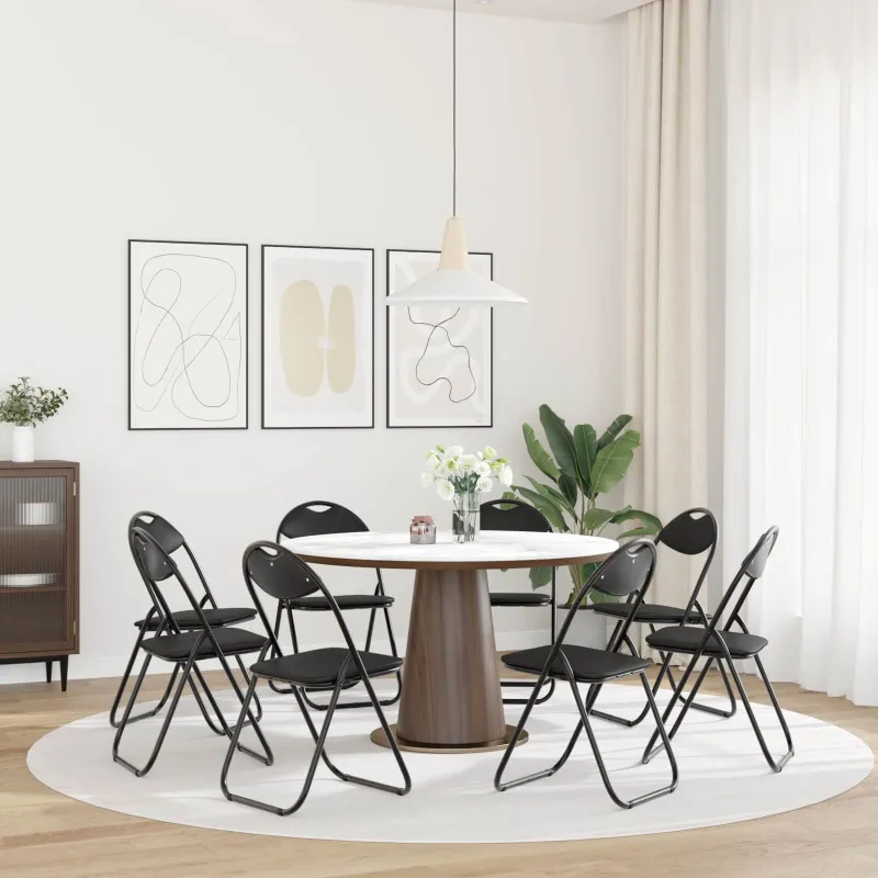 Sulankstoma kėdė 8 pcs Juodas 48 x 43,5 x 81 cm Dirbtinė oda
