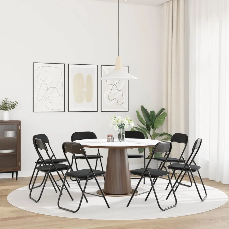 Sulankstoma kėdė 8 pcs Juodas 48 x 44 x 78 cm Aksomas