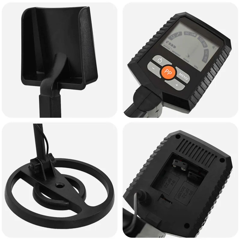 Metalo detektorius su LCD ekranu 3 modeliai 19 cm ritė Juodas
