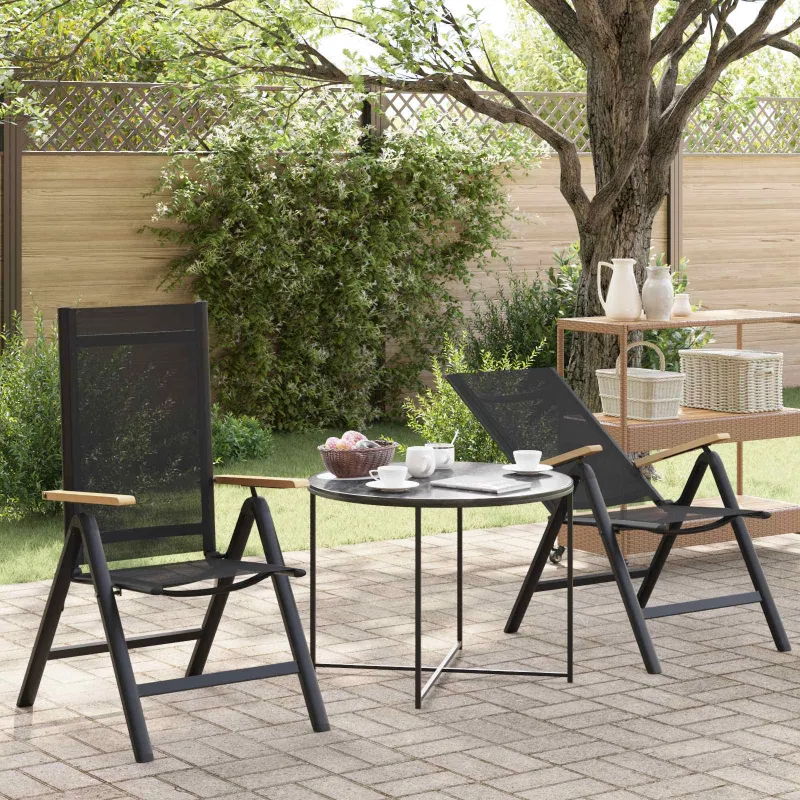 Sulankstomos sodo kėdės 2 pcs Juodas 58 x 73 x 111,5 cm