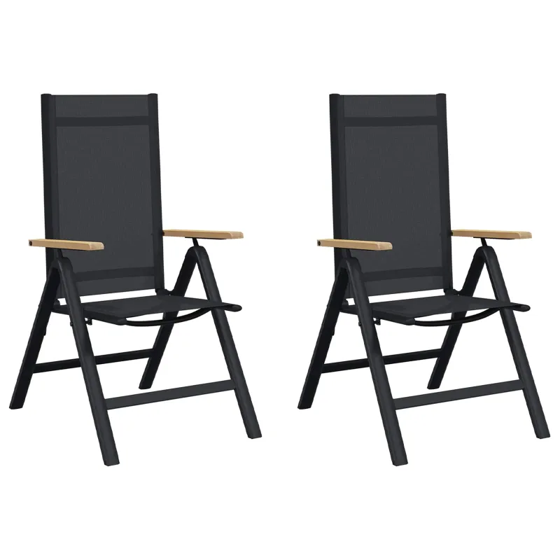 Sulankstomos sodo kėdės 2 pcs Juodas 58 x 73 x 111,5 cm