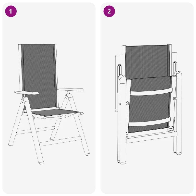 Sulankstomos sodo kėdės 2 pcs Juodas 58 x 73 x 111,5 cm