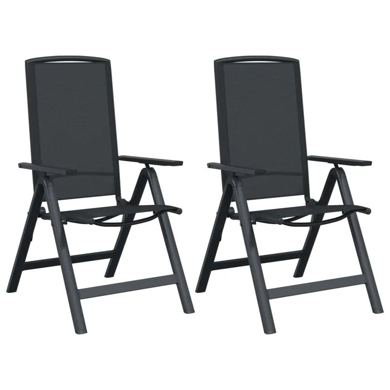 Sulankstomos sodo kėdės 2 pcs Juoda 58 x 71 x 112 cm