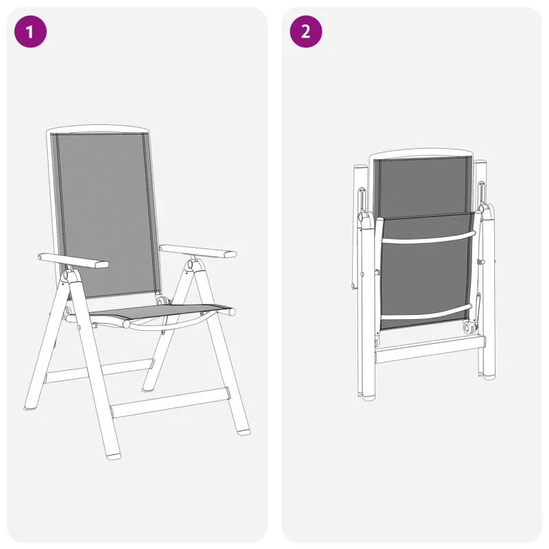 Sulankstomos sodo kėdės 2 pcs Juoda 58 x 71 x 112 cm