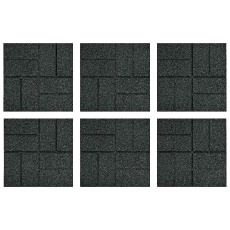 Žingsnių akmuo 6 pcs Juodas 40,5 x 40,5 x 2 cm Guma